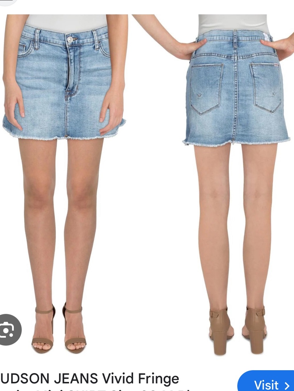Hudson Jeans Vivid Fringe Blue Denim Mini Skirt